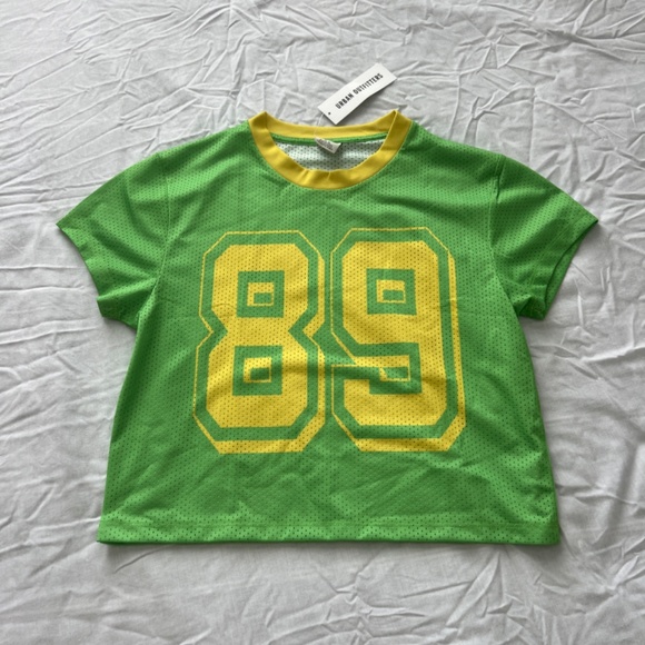 Urban Outfitters Green and Yellow Mesh Top - Picture 1 of 10